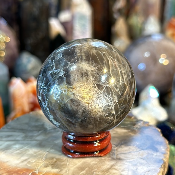 🔥SALE🔥 Moonstone Crystal Sphere With Rainbows And Flash! - Picture 16 of 16